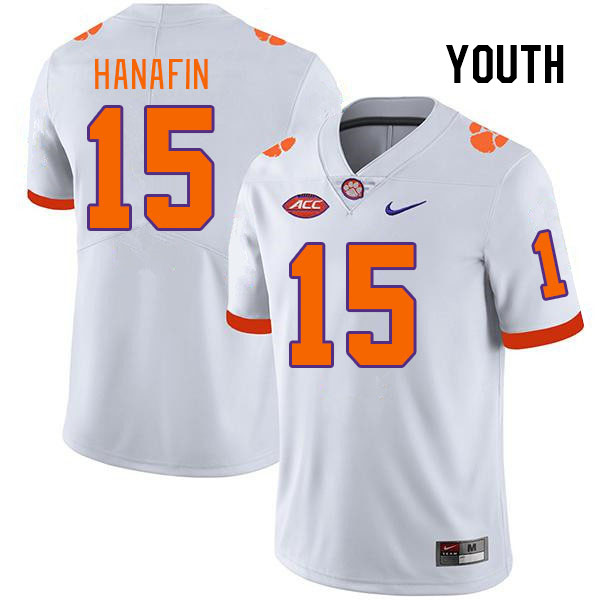 Youth #15 Ronan Hanafin Clemson Tigers College Football Jerseys Stitched Sale-White - Click Image to Close
